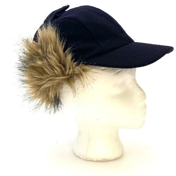 Vintage Abercrombie & Fitch Wool Navy Blue Trapper/Musher Hat